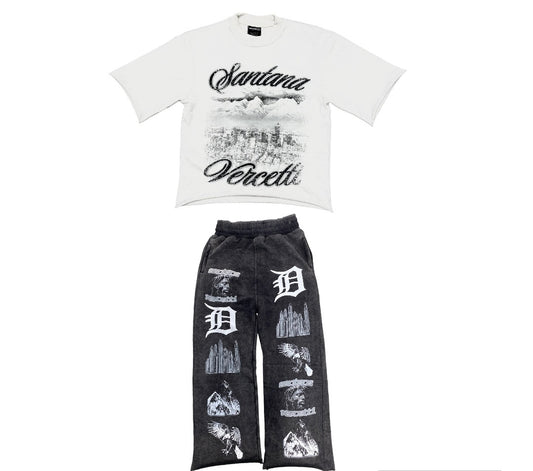 "SS24" WHITE SHIRT/ACID GRAY SWEATPANTS BUNDLE