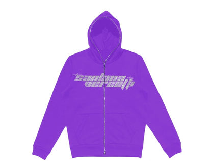 RHINESTONE FULL ZIP UP JACKET - PURPLE